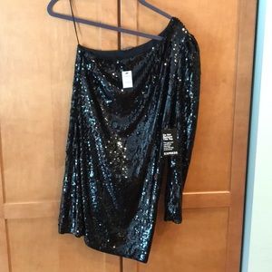 Express One-Shoulder Sequin Dress